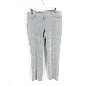 Ann Taylor Loft Original Ankle Pant Gray White Striped Low Rise Pants 6 Textured